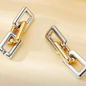 Chunky Gold and Silver Chain Link Earrings
